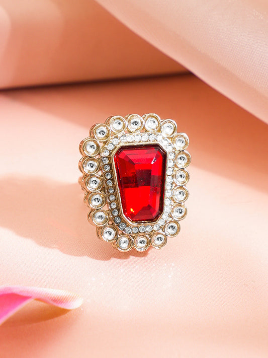 Royal Red Glow Statement Ring フリーサイズ