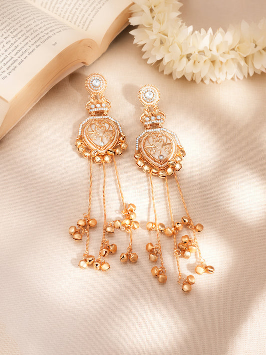 Gold Tone Ghungroo Tassel Dangler Earrings フリーサイズ