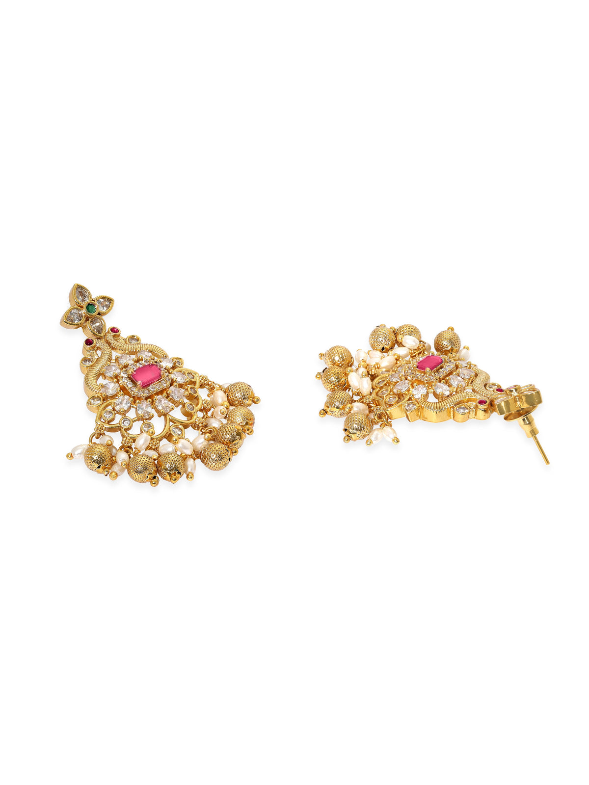 American Diamond Zirconia Studded Necklace Set フリーサイズ