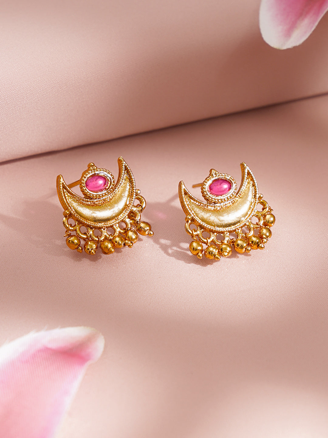 【Rubans】 Gold Plated Ruby Crescent Jewellery Set|ゴールドメッキ ルビー クレセント ジュエリーセット