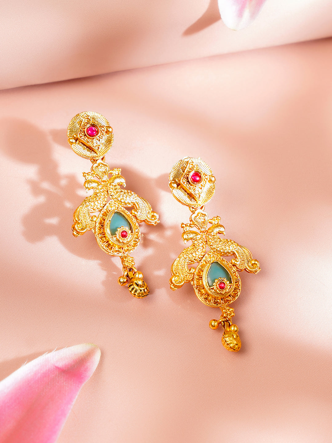【Rubans】 Gold Plated Peacock Motif Floral Necklace Set|ゴールドメッキ ピーコックモチーフ フローラル ネックレスセット