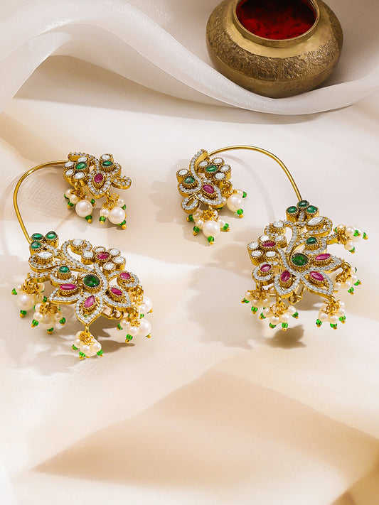 Heritage Bloom Pearl Statement Ear Cuffs フリーサイズ