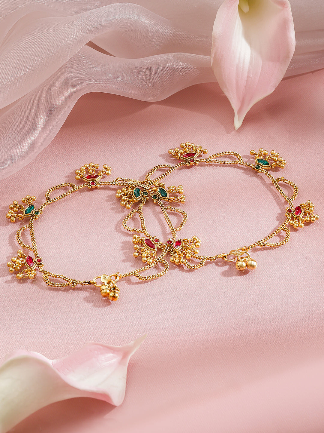 Traditionas in Hues Golden Anklets フリーサイズ