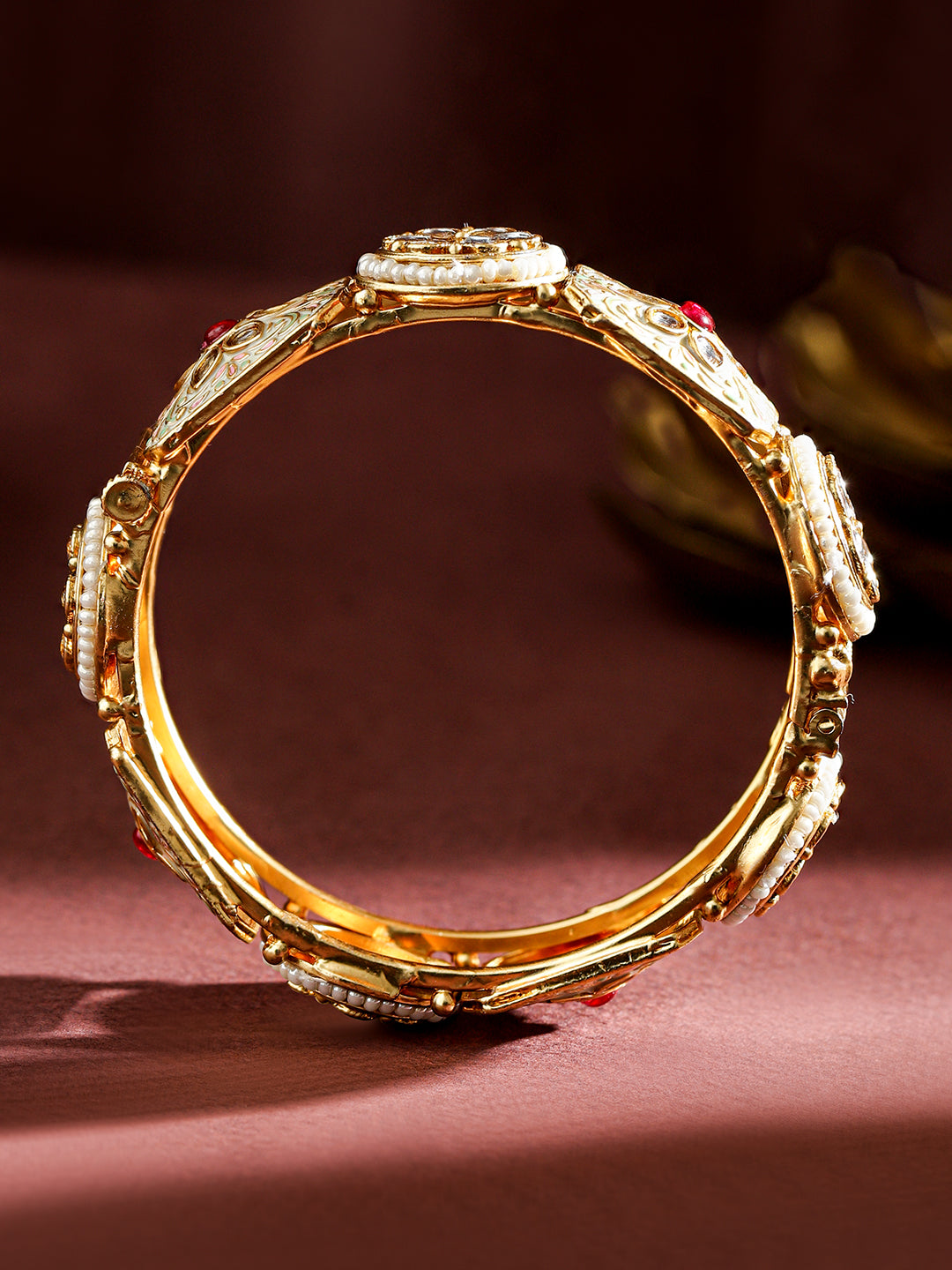 Festive Glam Red & Kundan Bangles 2.10 - Extra Large
