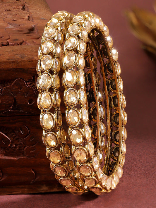 Champagne Glow Kundan Bangles 2.8 - Large