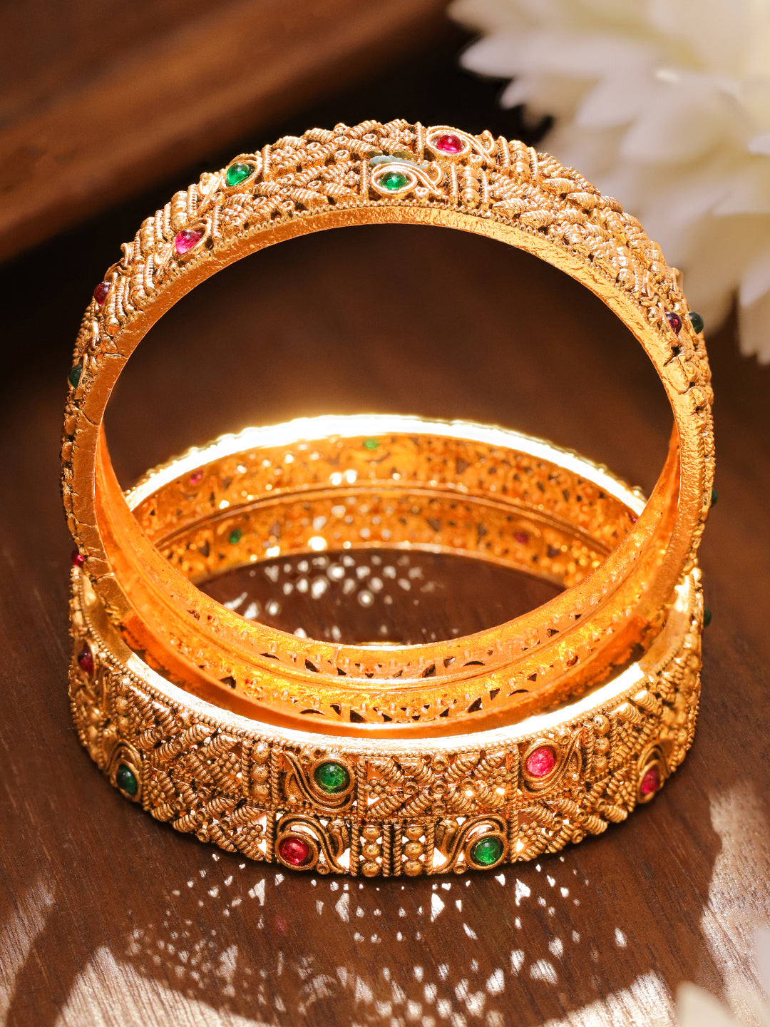 Gold Toned Bangles Set Of 4 2.4 - Small
