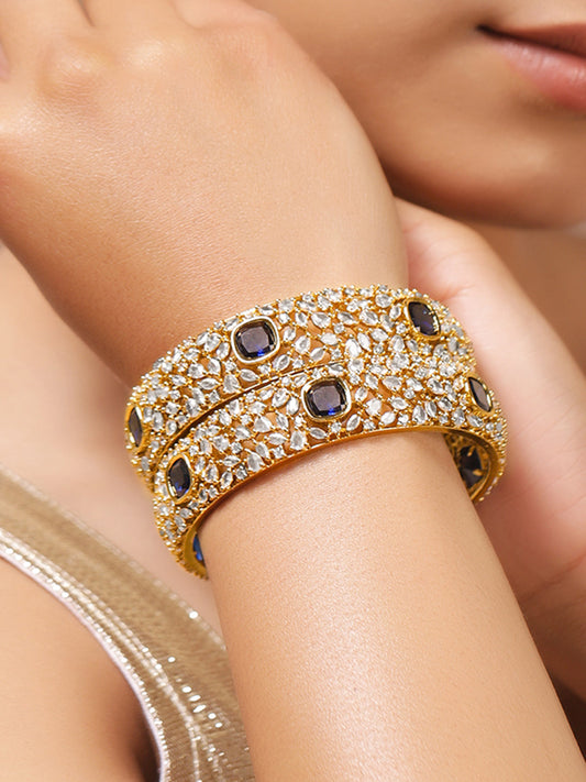 Blue American Diamond Zirconia Bangles Set Of 2 2.6 - Medium