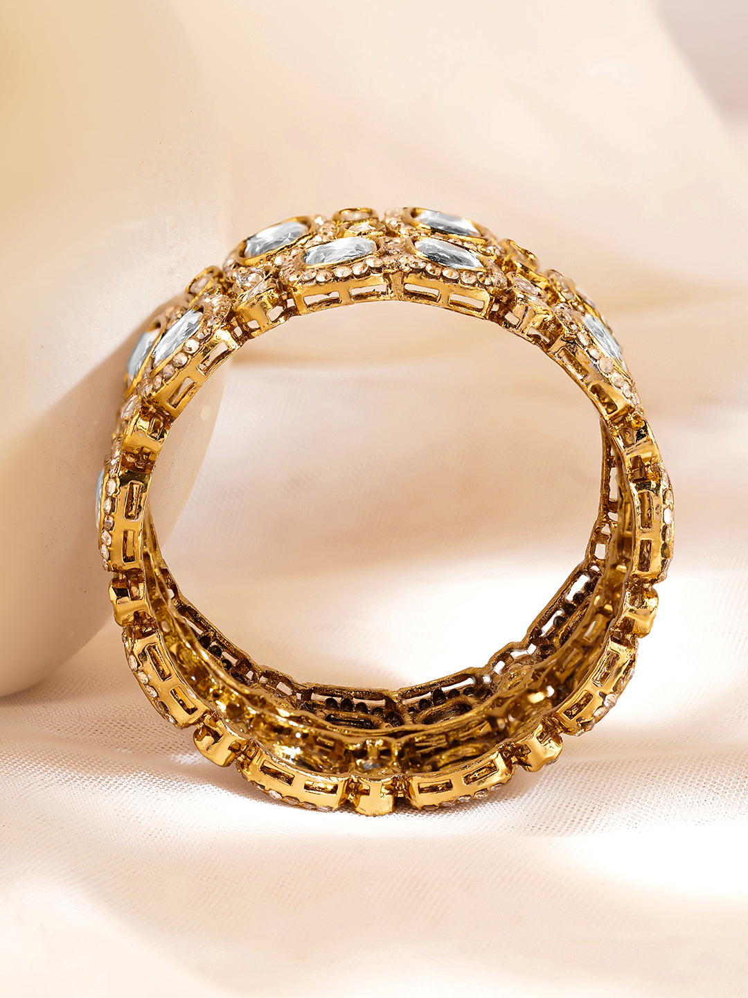 Royal Kundan Glow Gold Bangles 2.8 - Large