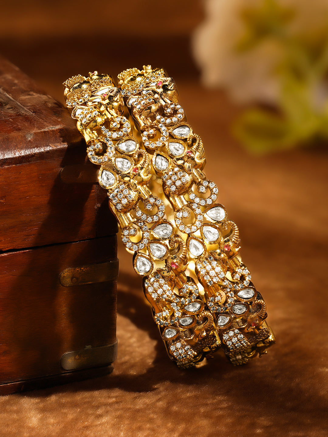Royal Glow Gold Cubic Zirconia Bangles 2.8 - Large