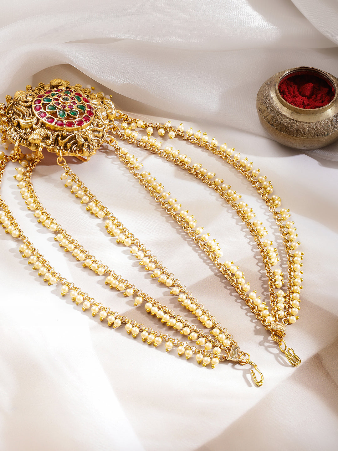 Bridal Pearl Gold Hair Accessory フリーサイズ