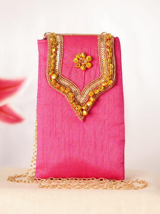 Gold Embellished Festive Statement Sling Bag フリーサイズ