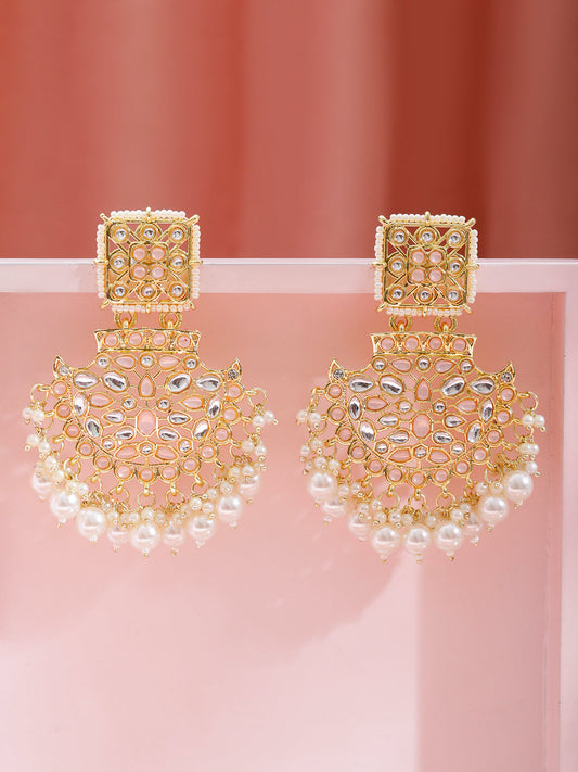 Festive Glam Pearl Drop Danglers フリーサイズ