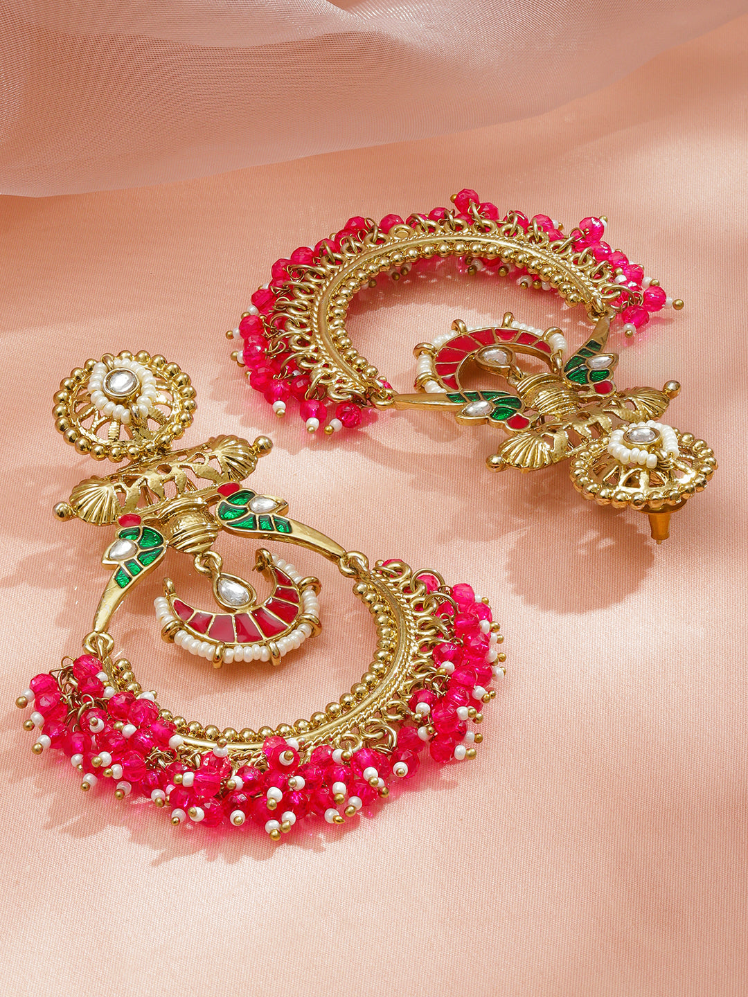 Rich Pink Traditional Chandbali フリーサイズ