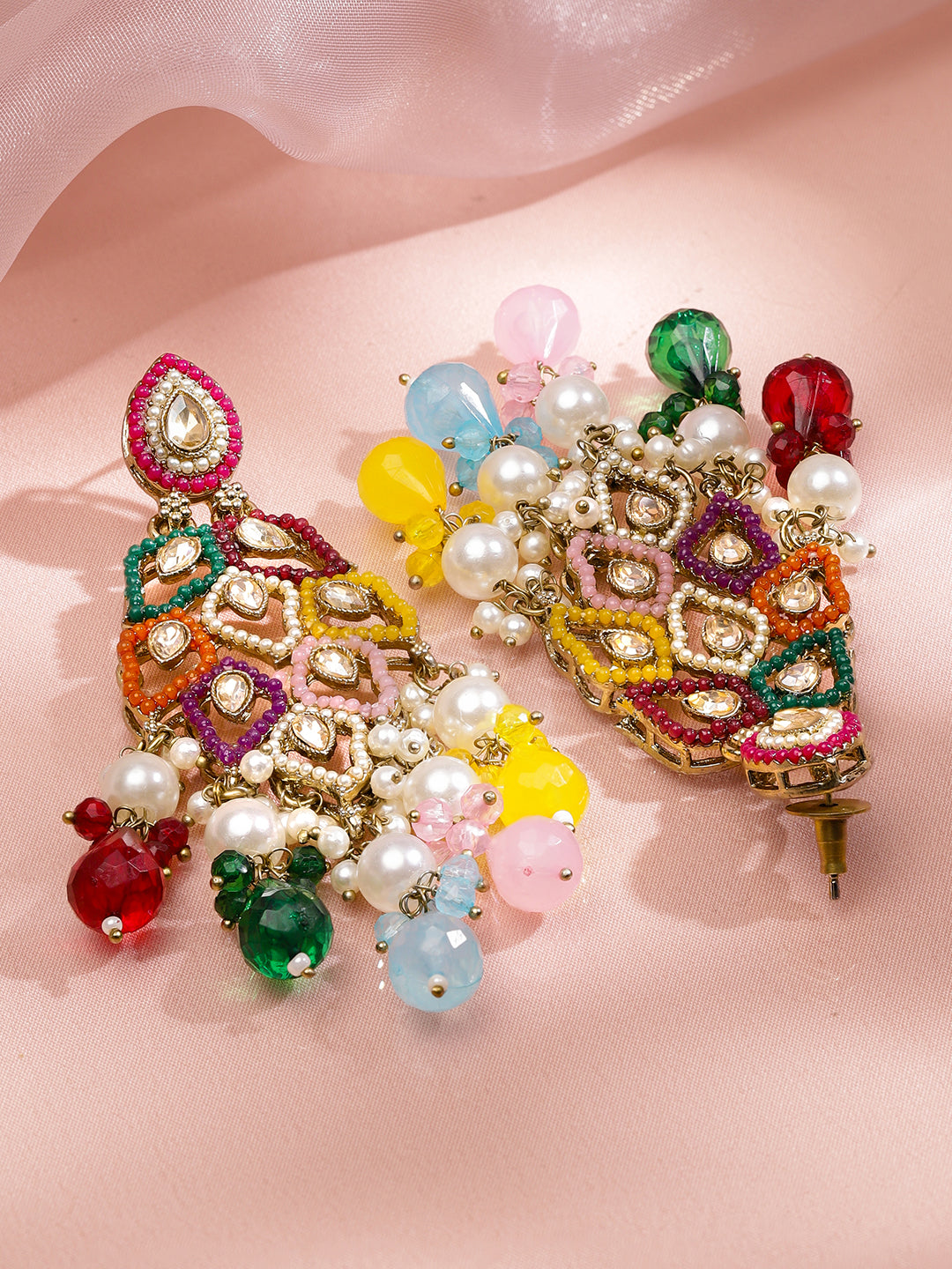 Colour Symphony Pearl Kundan Danglers フリーサイズ