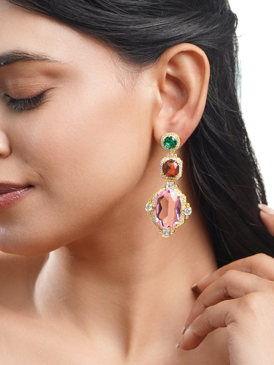 Multicolour Crystal Luxe Statement Earrings フリーサイズ