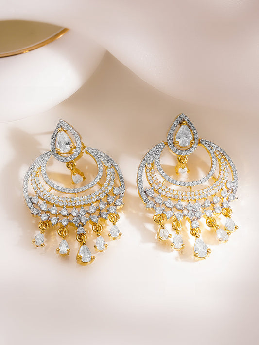 Sparkle Brilliant Cubic Zirconia Chandelier Earrings フリーサイズ