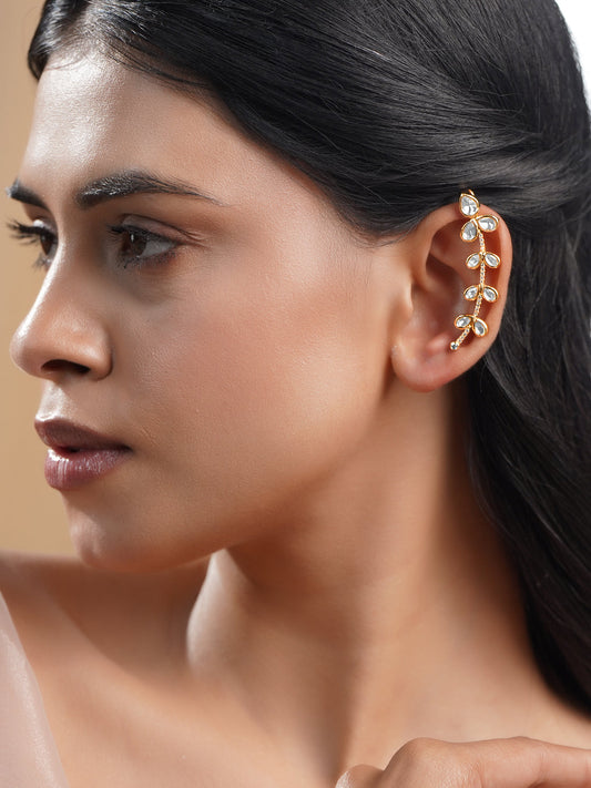 Golden Bloom Kundan Vine Ear Cuffs フリーサイズ