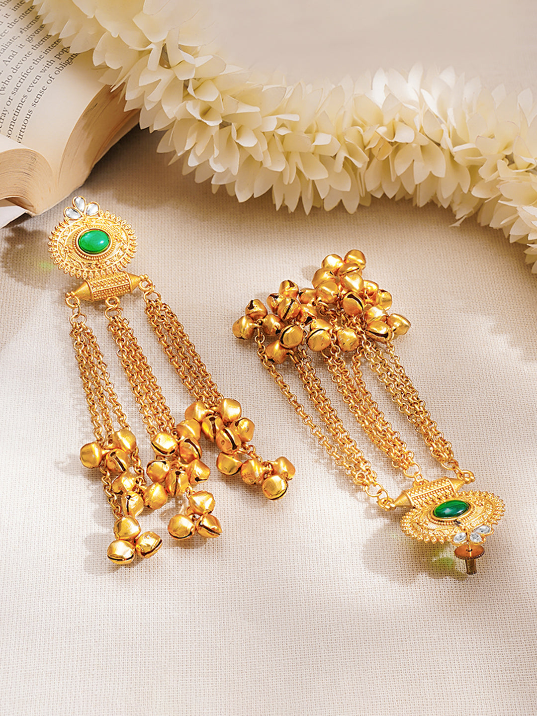 【Rubans】 Gold Plated Ghungroo Beaded Dangler Earrings|ゴールドメッキ グングルー ビーズ ダングラーイヤリング