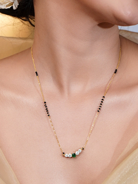 Minimal Gold Emerald Mangalsutra Necklace フリーサイズ
