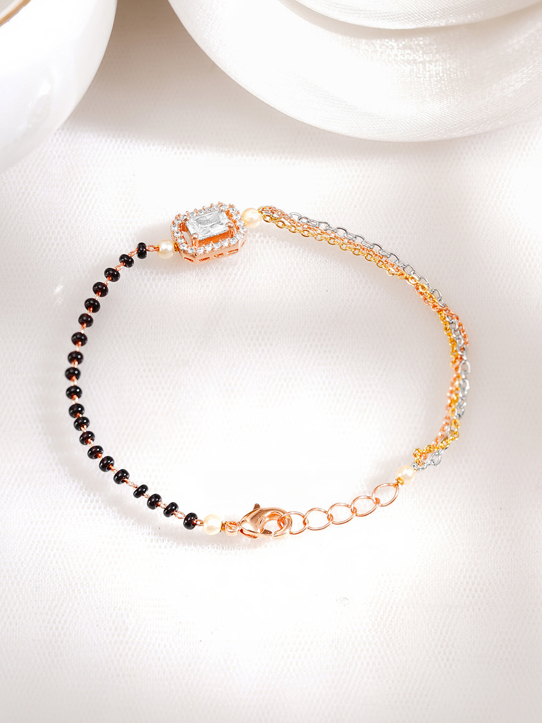 【Rubans】 Gold Plated American Diamond Zirconia Cubic Mangalsutra Bracelet|ゴールドメッキ アメリカンダイヤモンド ジルコニア マンガルスートラ ブレスレット