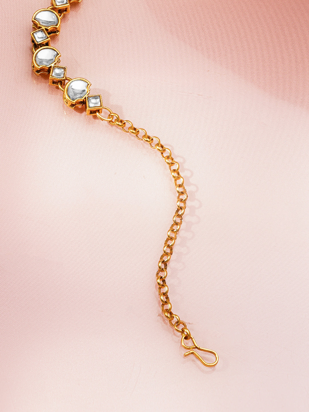 White Kundan Pearl Drop Maangtikka フリーサイズ