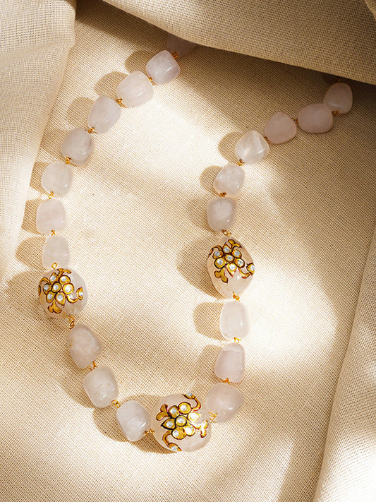 【Rubans】 Crystal Floral Moonstone Inspired Statement Beaded Necklace|クリスタル フローラル ムーンストーン風 ステートメント ビーズネックレス