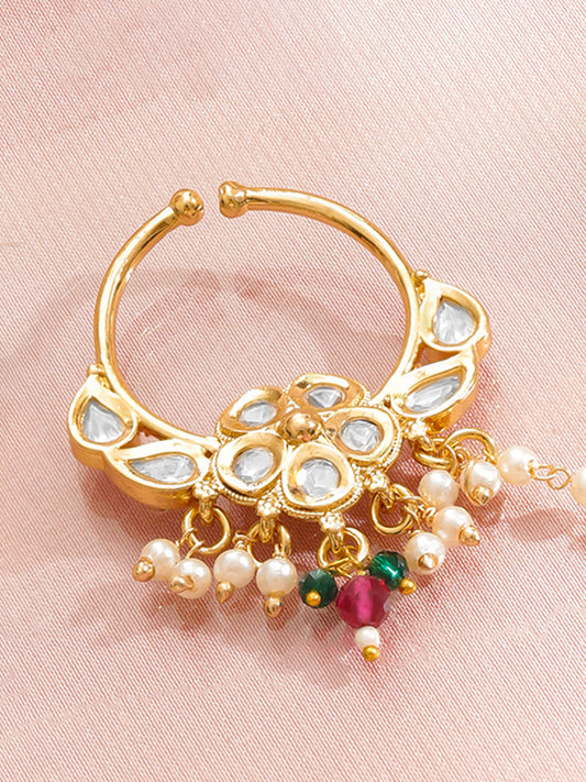 Bridal Edit Pearl Green Pink Nose Pin フリーサイズ