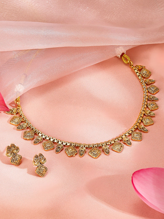 Square & Paisley Design Necklace Set フリーサイズ