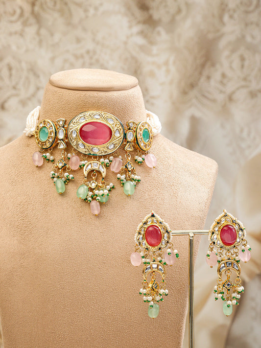 Colour Heritage Kundan Choker Set フリーサイズ