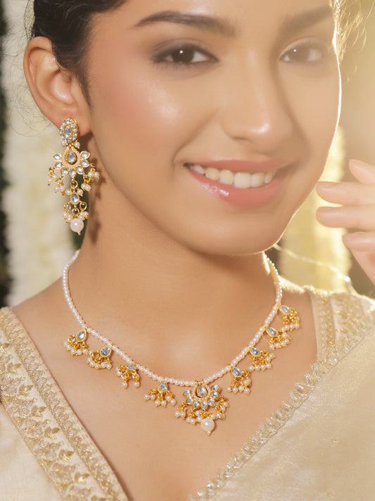 Elegant Hues Kundan Pearls Necklace Set フリーサイズ