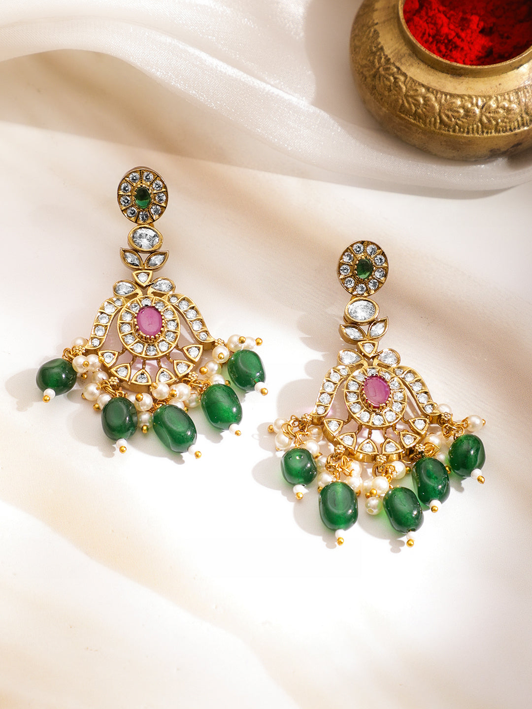 Artisanal Pearls Green Necklace Set フリーサイズ