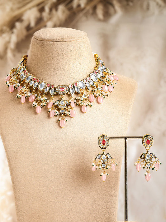 Luxury Handcrafted Pachi Kundan Necklace Set フリーサイズ