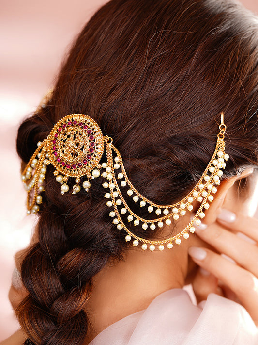 Temple Pearl Chain Hair Accessory フリーサイズ