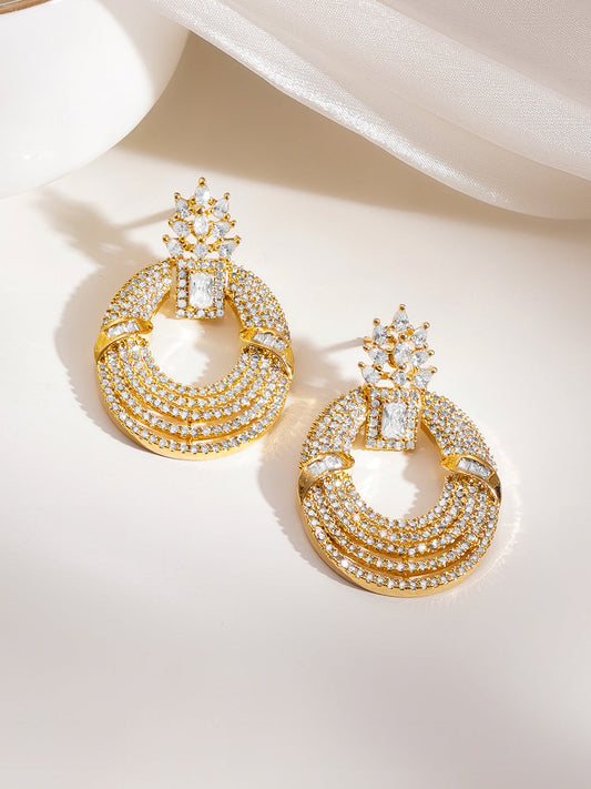 Golden Shimmer Layered Hoop Dangler フリーサイズ