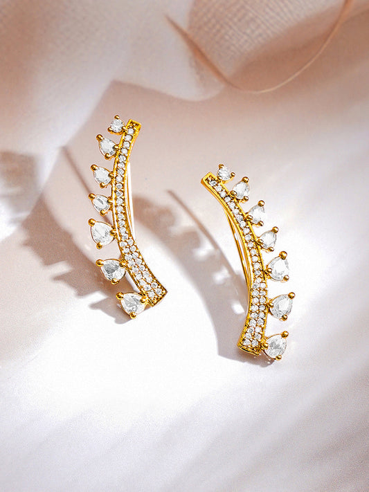 【Rubans】 Gold Plated American Diamond Zirconia Ear Cuffs|ゴールドメッキ アメリカンダイヤモンド ジルコニア イヤカフ