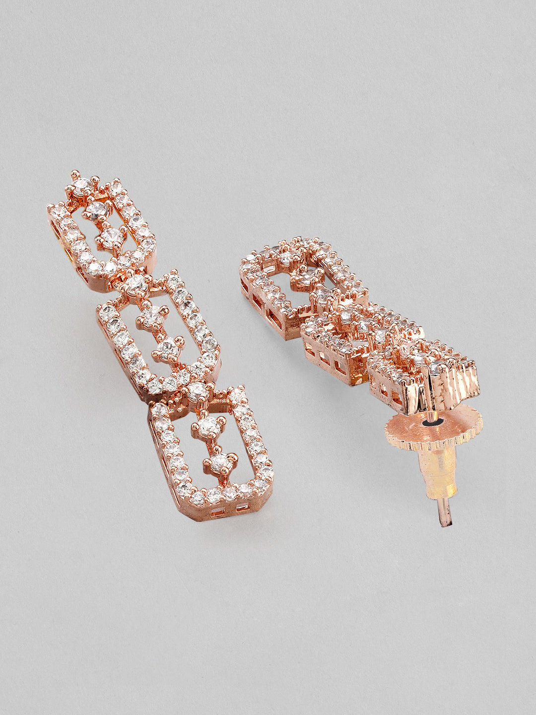 Rubans Rose Gold Plated Necklace Set With Studded American Diamonds Rose Gold