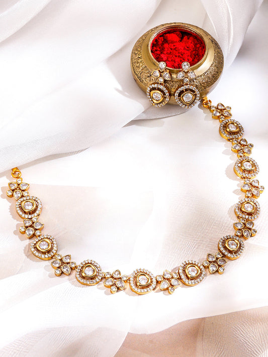 American Diamond Zirconia Floral Necklace Set フリーサイズ