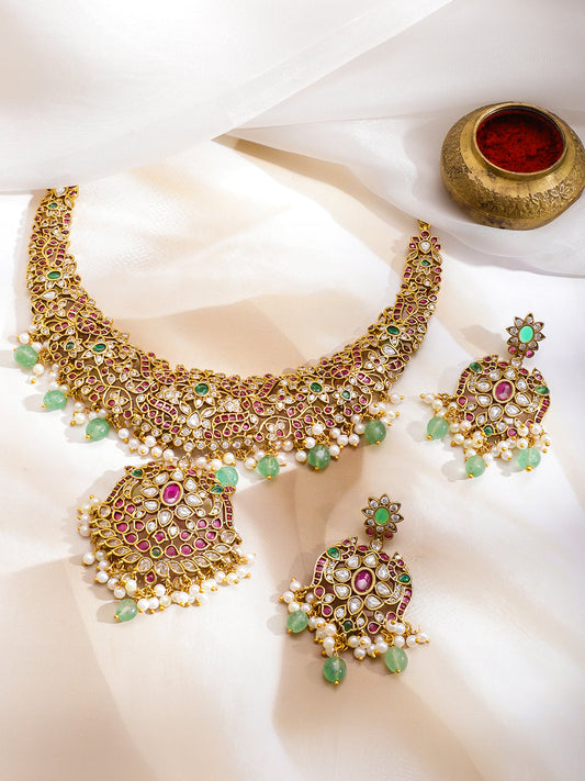 Heritage Glow Pink & Green Necklace Set フリーサイズ