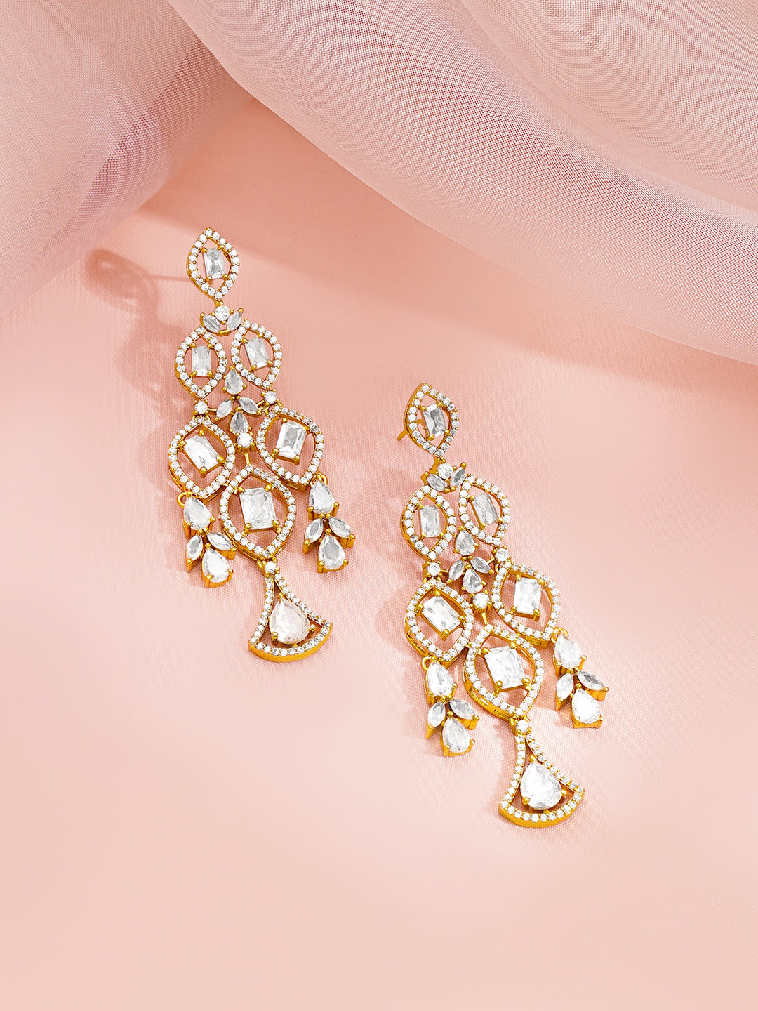 【Rubans】 Gold Plated Cubic Zirconia Teardrop Marquise Bridal Choker Necklace Set|ゴールドメッキ キュービックジルコニア ティアドロップ&マーキス ブライダル チョーカーセット