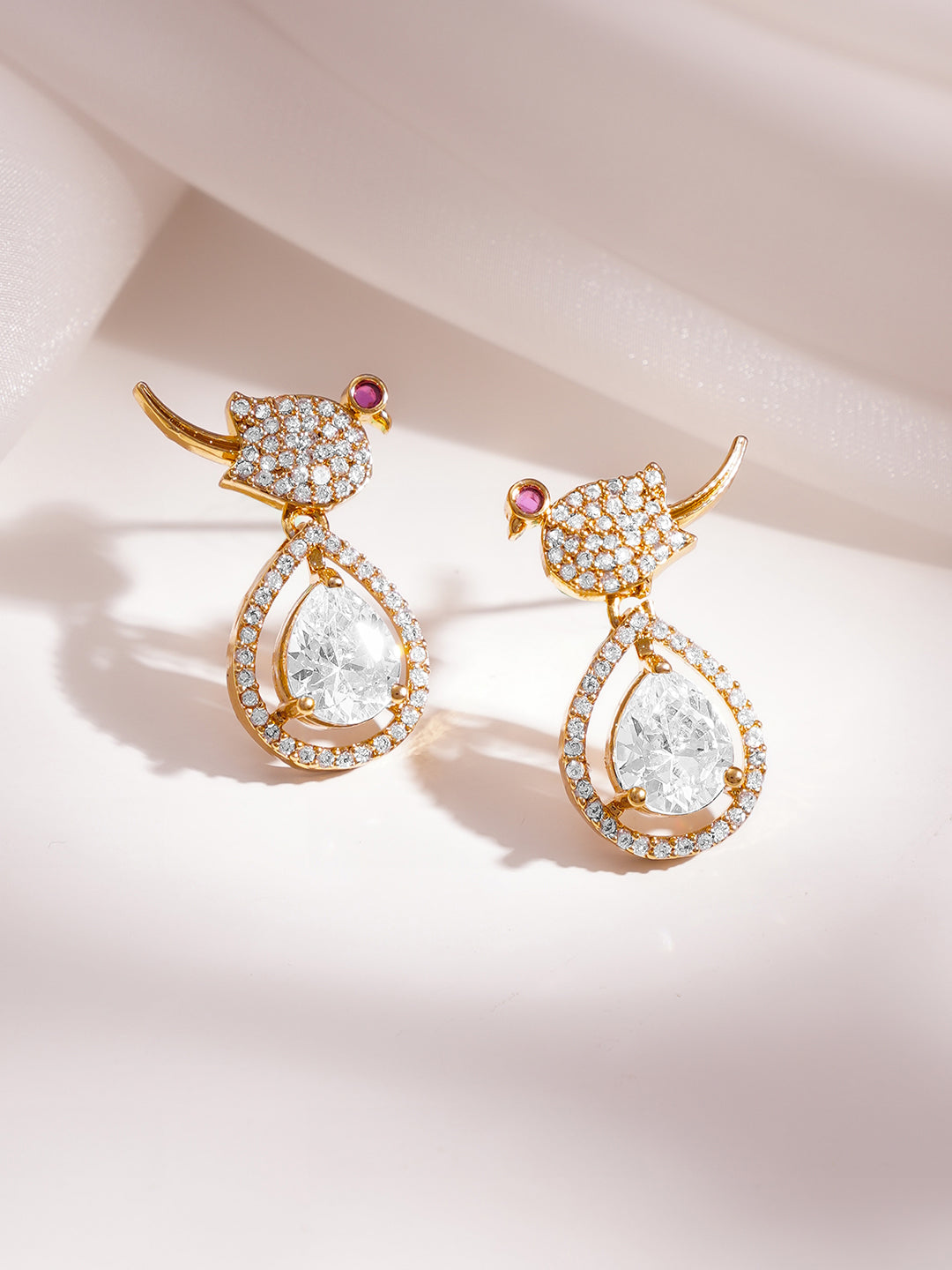 【Rubans】 Gold Plated Cubic Zirconia Teardrop Necklace Set|ゴールドメッキ キュービックジルコニア ティアドロップ ネックレスセット