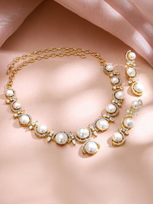 【Rubans】Golden Moon Pearl Crescent Choker Set|ゴールデンムーン パール クレセント チョーカーセット