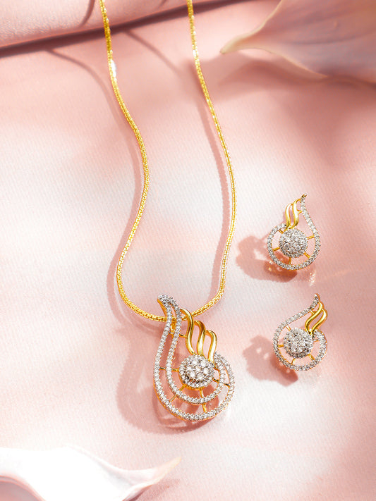 American Diamond Zirconia Pendant Set フリーサイズ