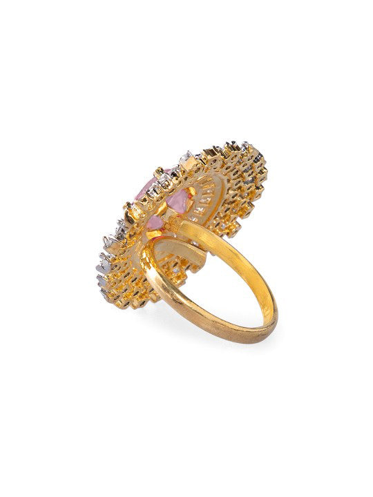 Pink Studded American Diamond Zirconia Ring フリーサイズ