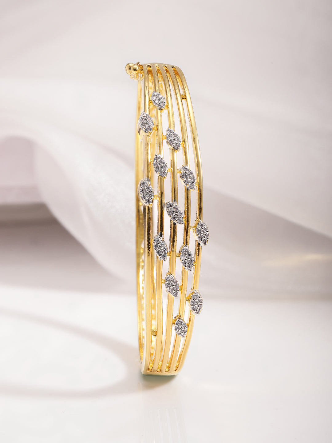 Rubans 22K Gold-Plated Cubic Zirconia Studded Bangle-Style Bracelet Gold