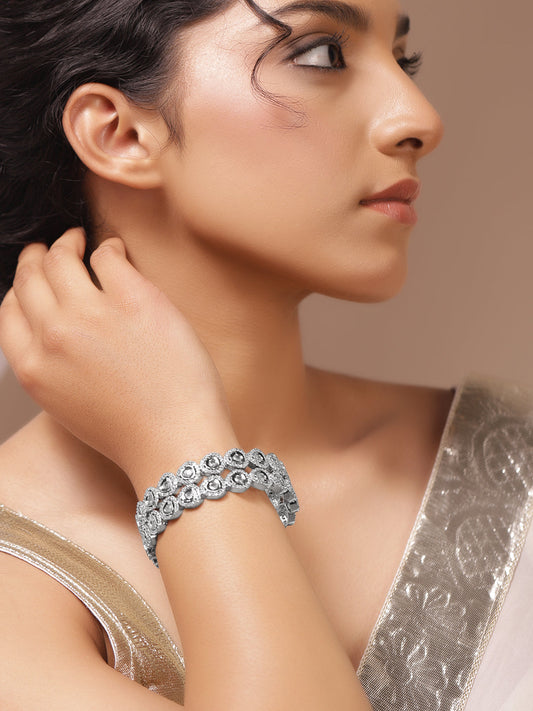 Wedding Ready Silver Finish Bangles 2.4 - Small