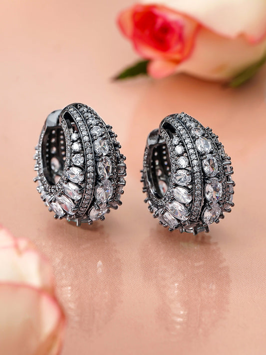 Statement Arc American Diamond Zirconia Hoop Earrings フリーサイズ