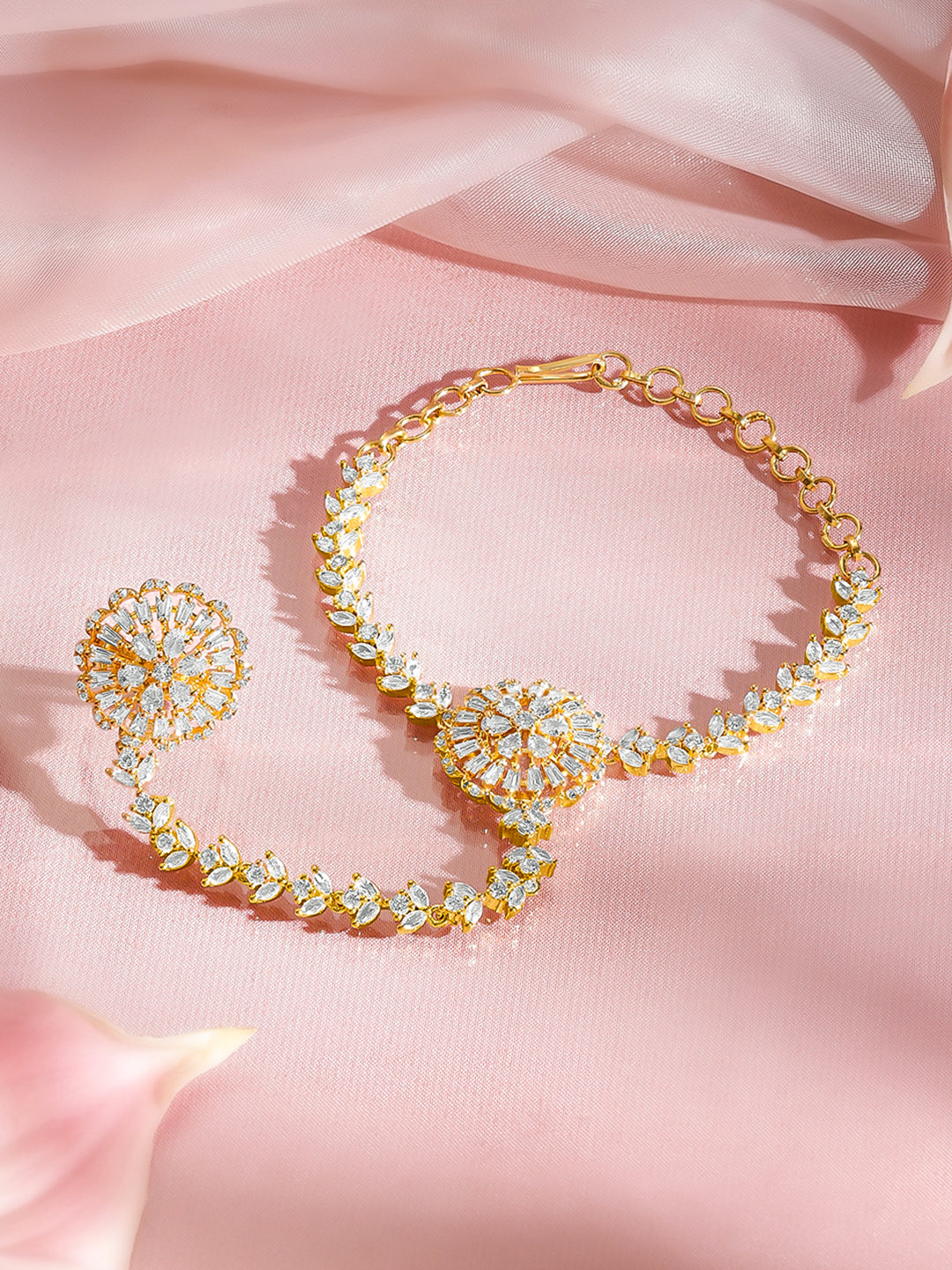 【Rubans】 Celebration Spark 18K Gold-Plated Hathphool Bracelet with Ring|セレブレーション スパーク 18K ゴールドメッキ ハスプール(リング付きブレスレット)