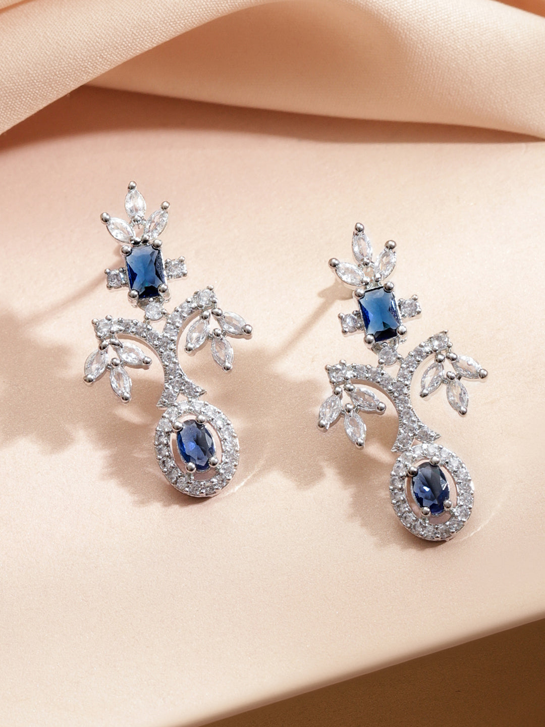 Blue American Diamond Zirconia Necklace Set フリーサイズ