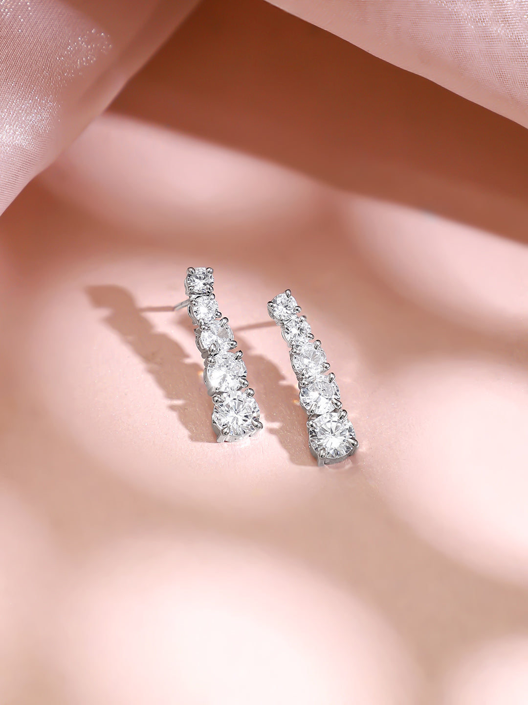 【Rubans】 Rhodium Plated American Diamond Zirconia Cubic Link Necklace Set|ロジウムメッキ アメリカンダイヤモンド キュービックリンク ネックレスセット