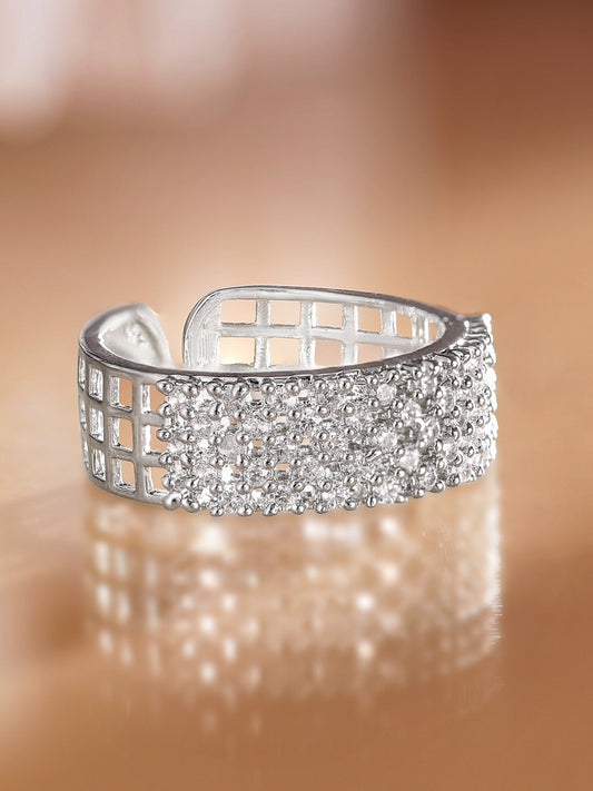 Shimmering American Diamond Zirconia Ring Silver